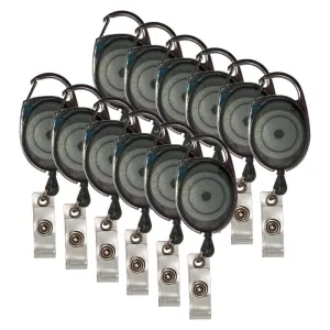 12Ct Retract Carabiner Badge Reels with Badge Strap Smoke