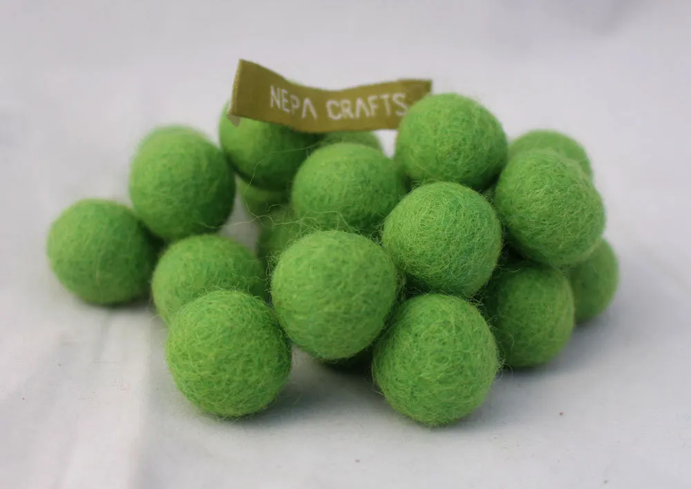 2cm/20mm Felt balls-Blue, Green, Lavender, Brown