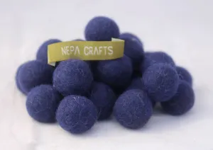 2cm/20mm Felt balls-Blue, Green, Lavender, Brown