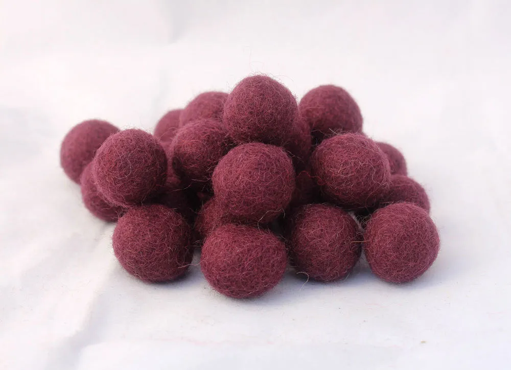 2cm/20mm Felt balls-Blue, Green, Lavender, Brown