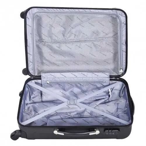 3 Pcs GLOBALWAY Luggage Trolley Case Set Black