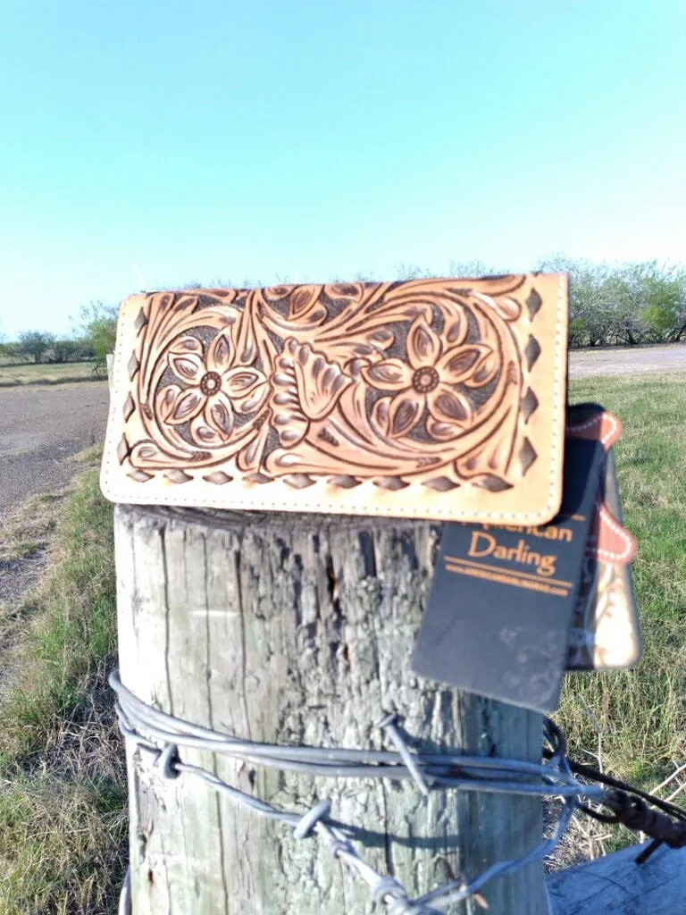 All Natural Hand Tooled Leather Wallet