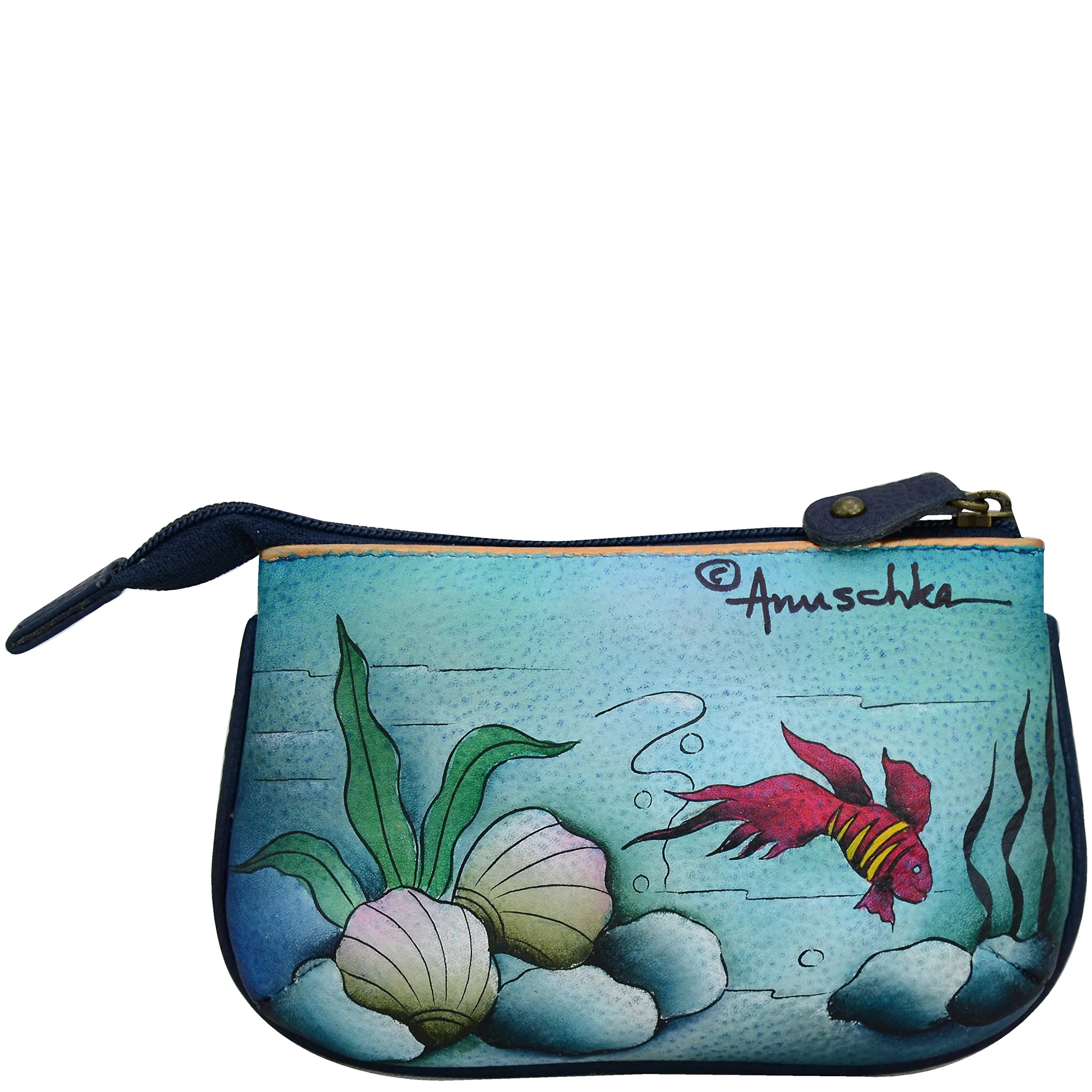 Anuschka Women’s Hand-Painted Genuine Leather Medium Zip Pouch - Little Mermaid