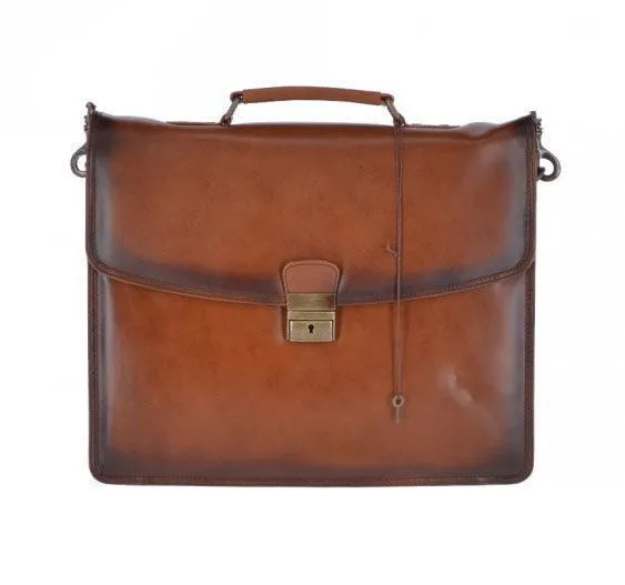 Ashwood Dorchester Orlando Single Lock Tan Leather Briefcase