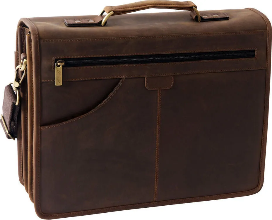 Ashwood Mud Brown Gareth Heavy Duty Leather Laptop Briefcase