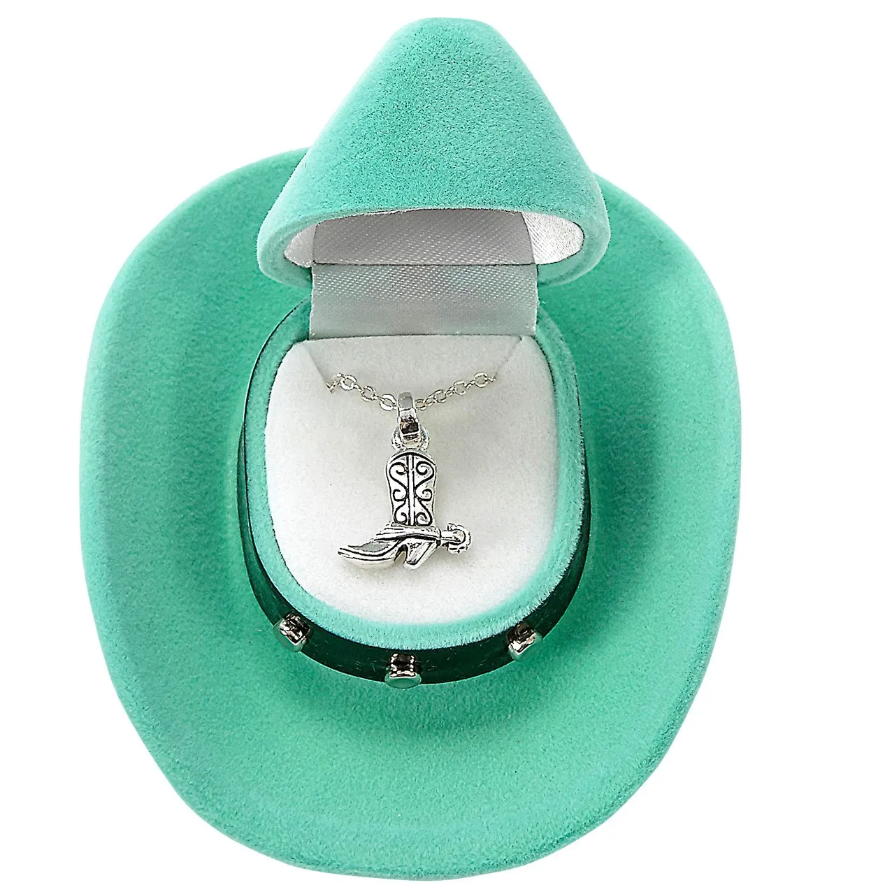 AWST Int'l Cowboy Boot Necklace w/Colorful Cowboy Hat Gift Box