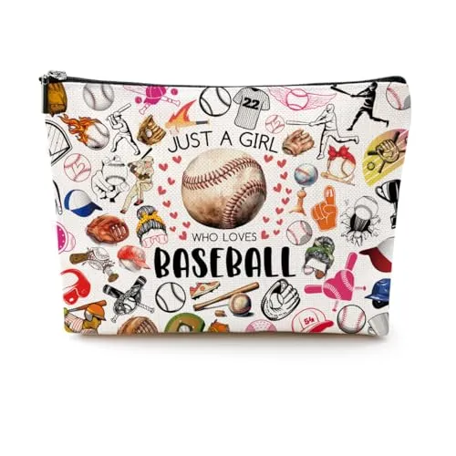 Baseball Gifts Baseball Makeup Bag Baseball Stuff Baseball Accessories for Girls Cosmetic Bag Toiletry Bag Zipper Pouch for Women Sister Friend Coworker Baseball Lover Coach Birthday Graduation