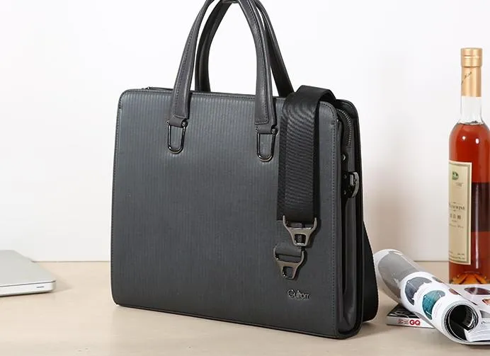 Black Leather Mens Cool Briefcases Work Bag Business Bag Laptop Bag for men