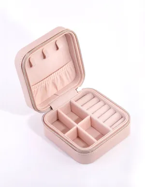 Blush Faux Leather Square Jewellery Box