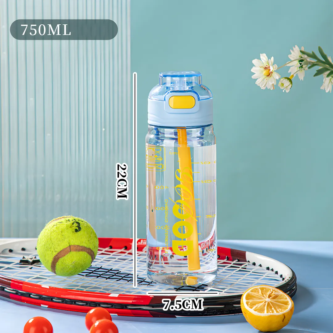 BPA-Free 750ml Clear Sports Bottle with Straw