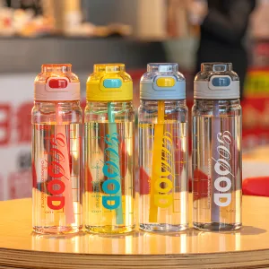 BPA-Free 750ml Clear Sports Bottle with Straw