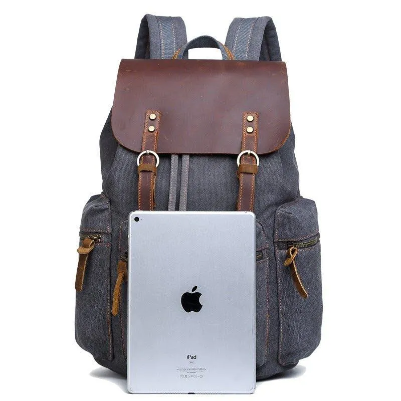 Canvas Rucksack Backpack with USB Port