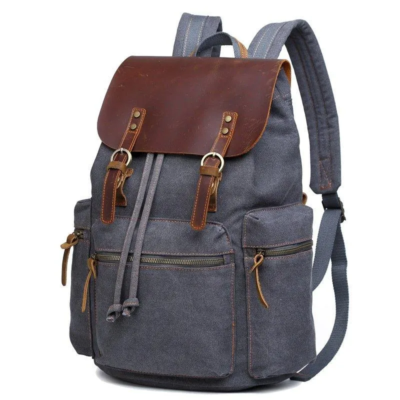 Canvas Rucksack Backpack with USB Port