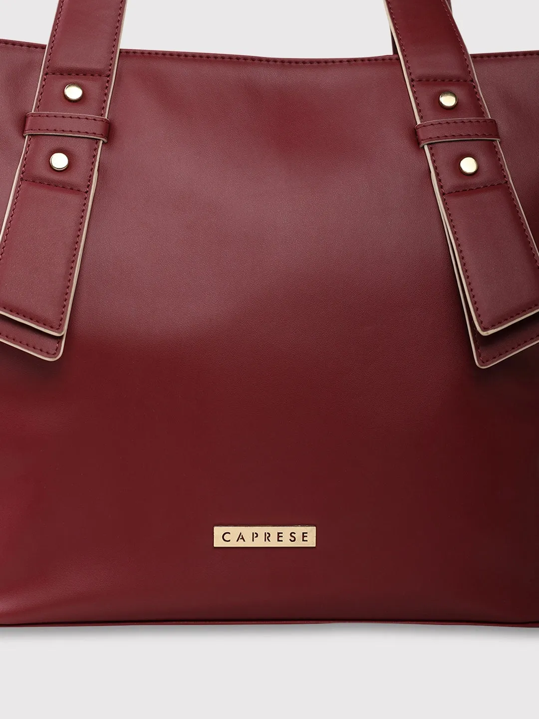 Caprese Amelia Tote Medium Solid Women'S Office Handbag Maroon