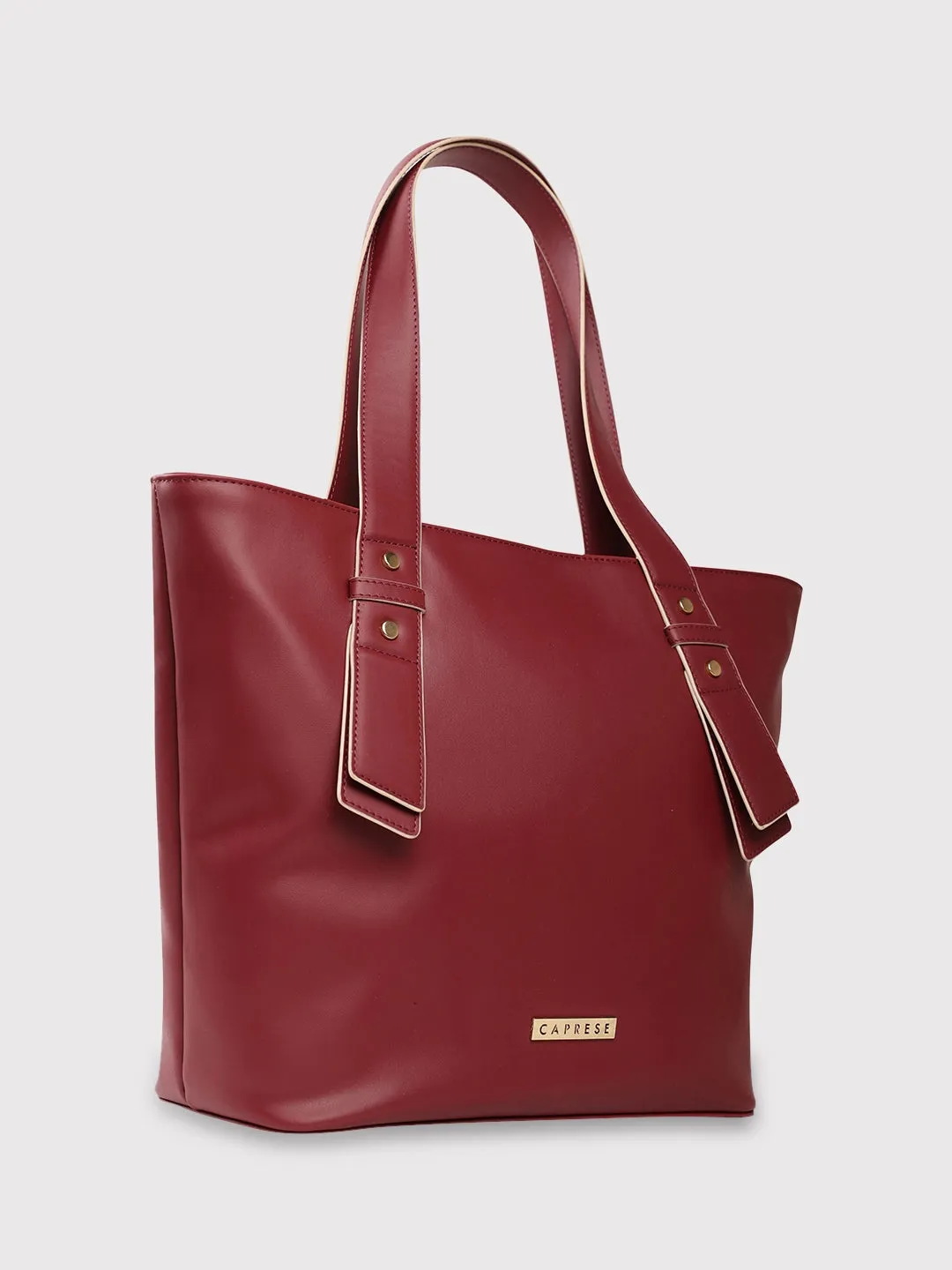 Caprese Amelia Tote Medium Solid Women'S Office Handbag Maroon