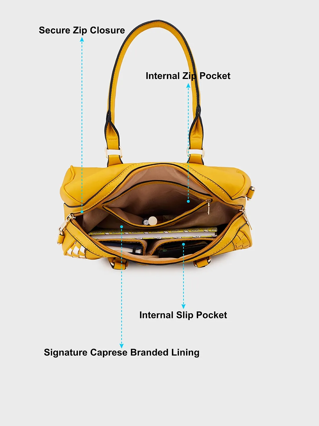 Caprese Aria Satchel Medium Mustard