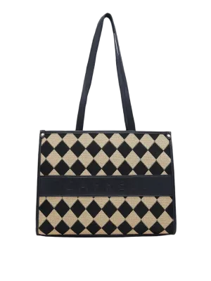 Caprese Checker Tote Medium Black