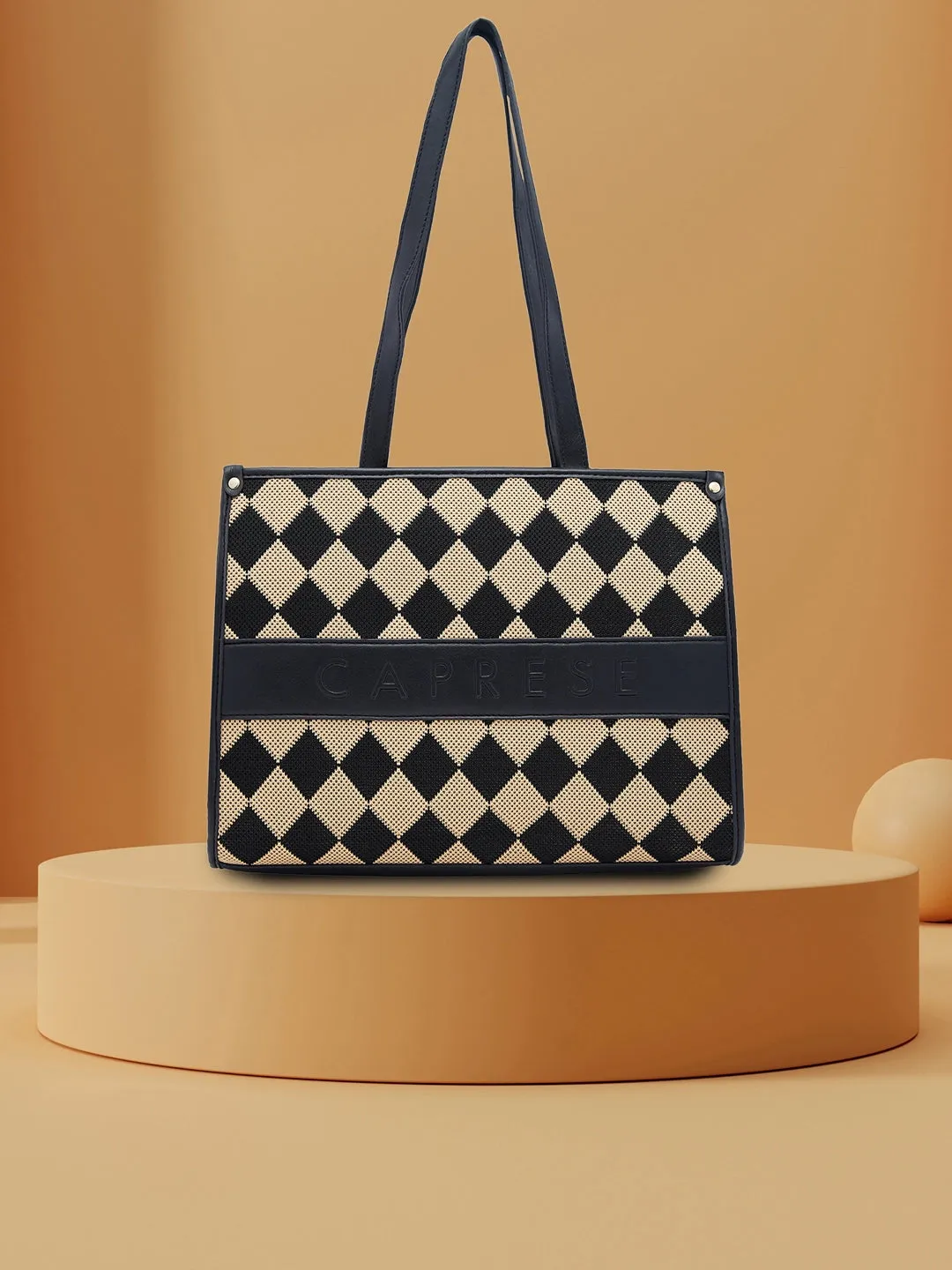 Caprese Checker Tote Medium Black