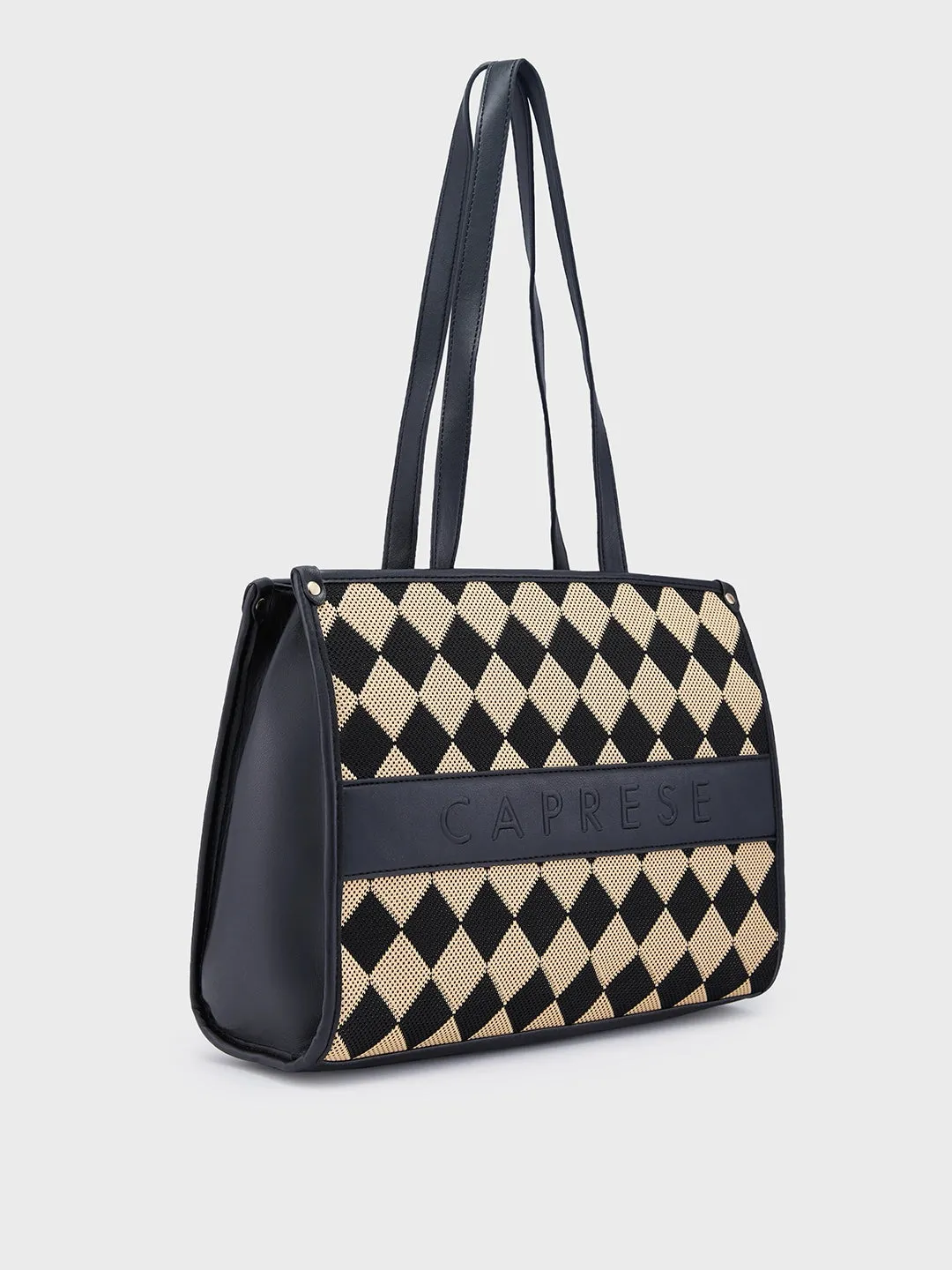 Caprese Checker Tote Medium Black