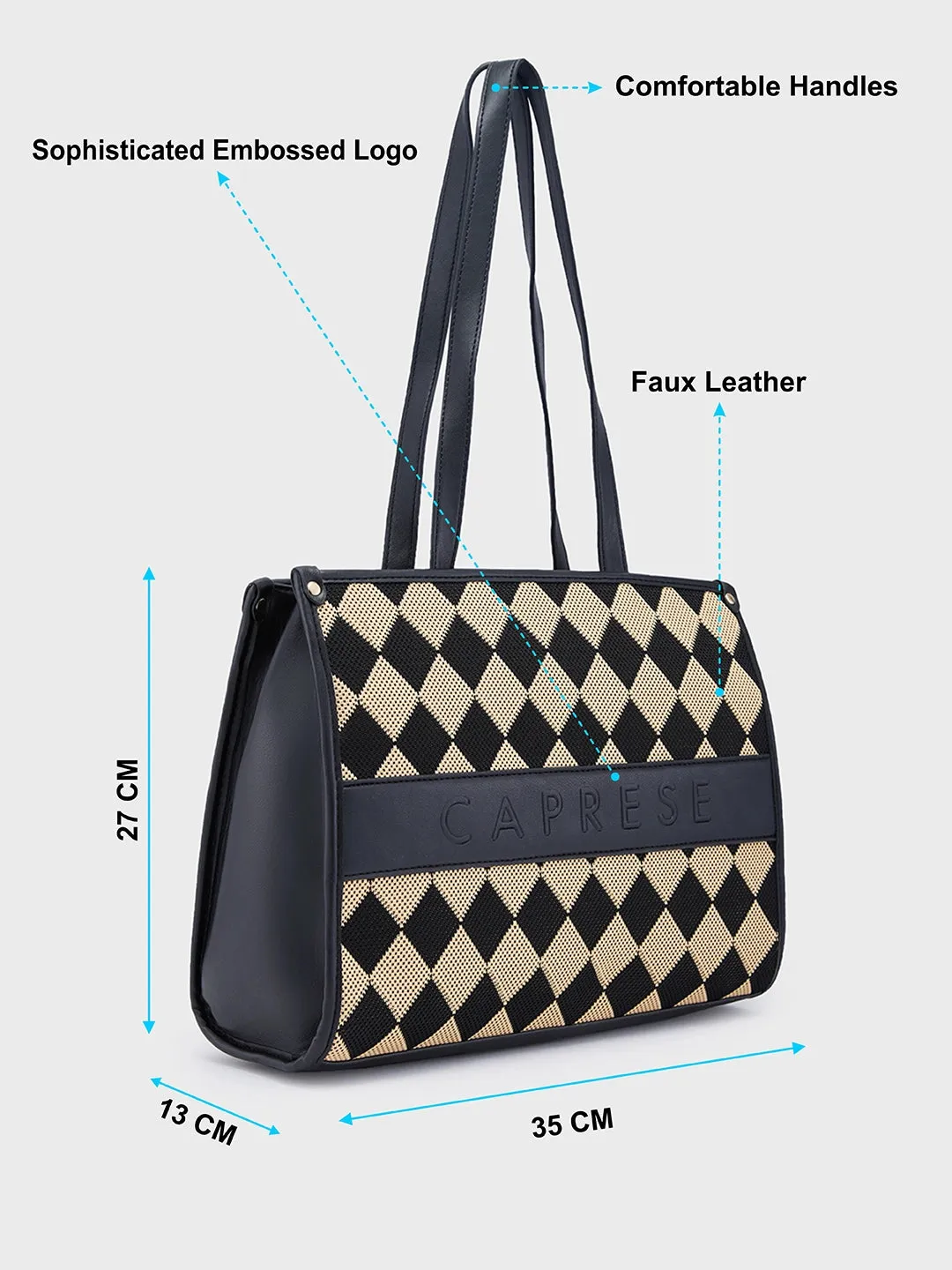 Caprese Checker Tote Medium Black