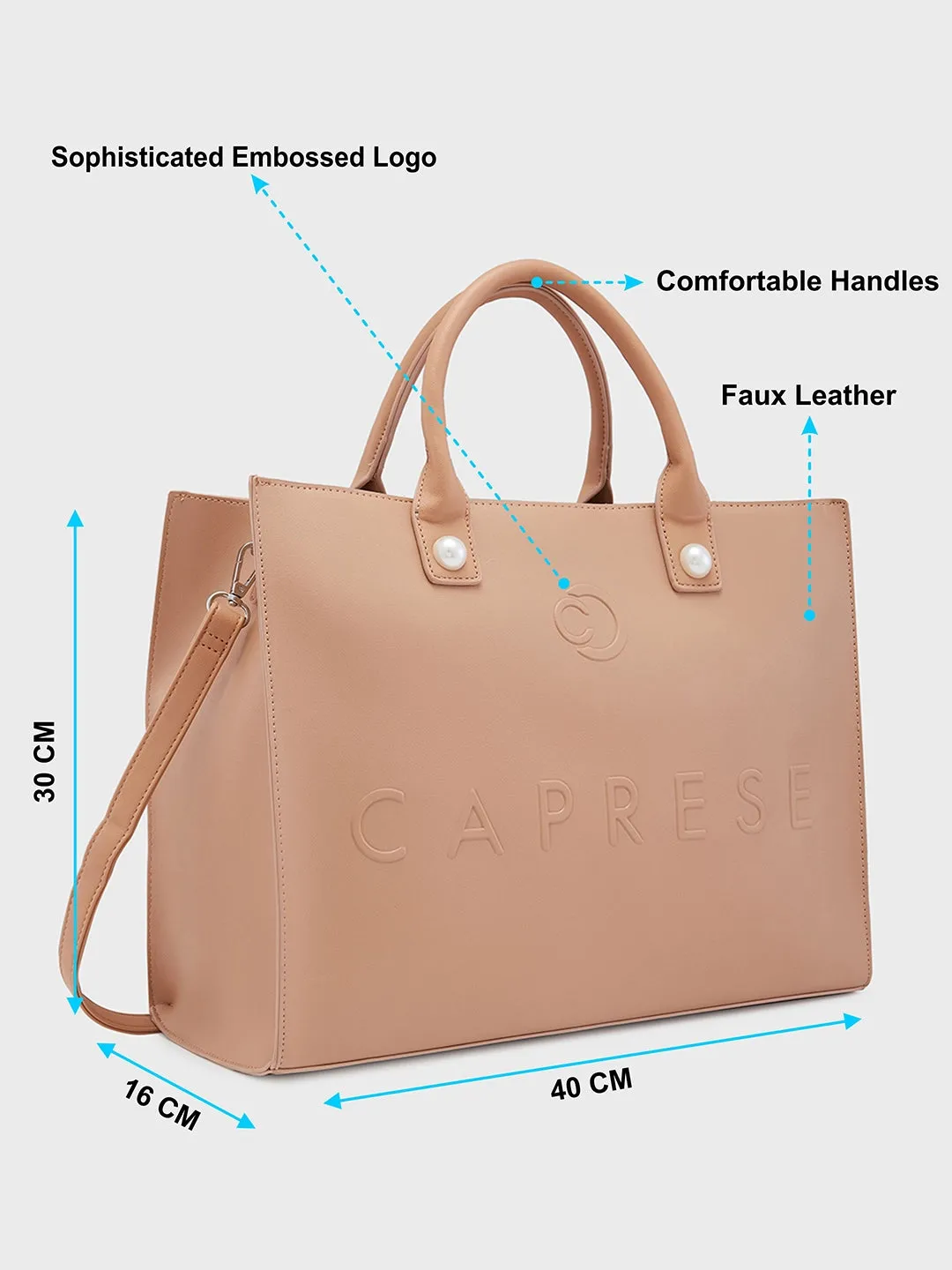 Caprese Pink Cloud Tote Large Women Handbag | Office Handbag Brown