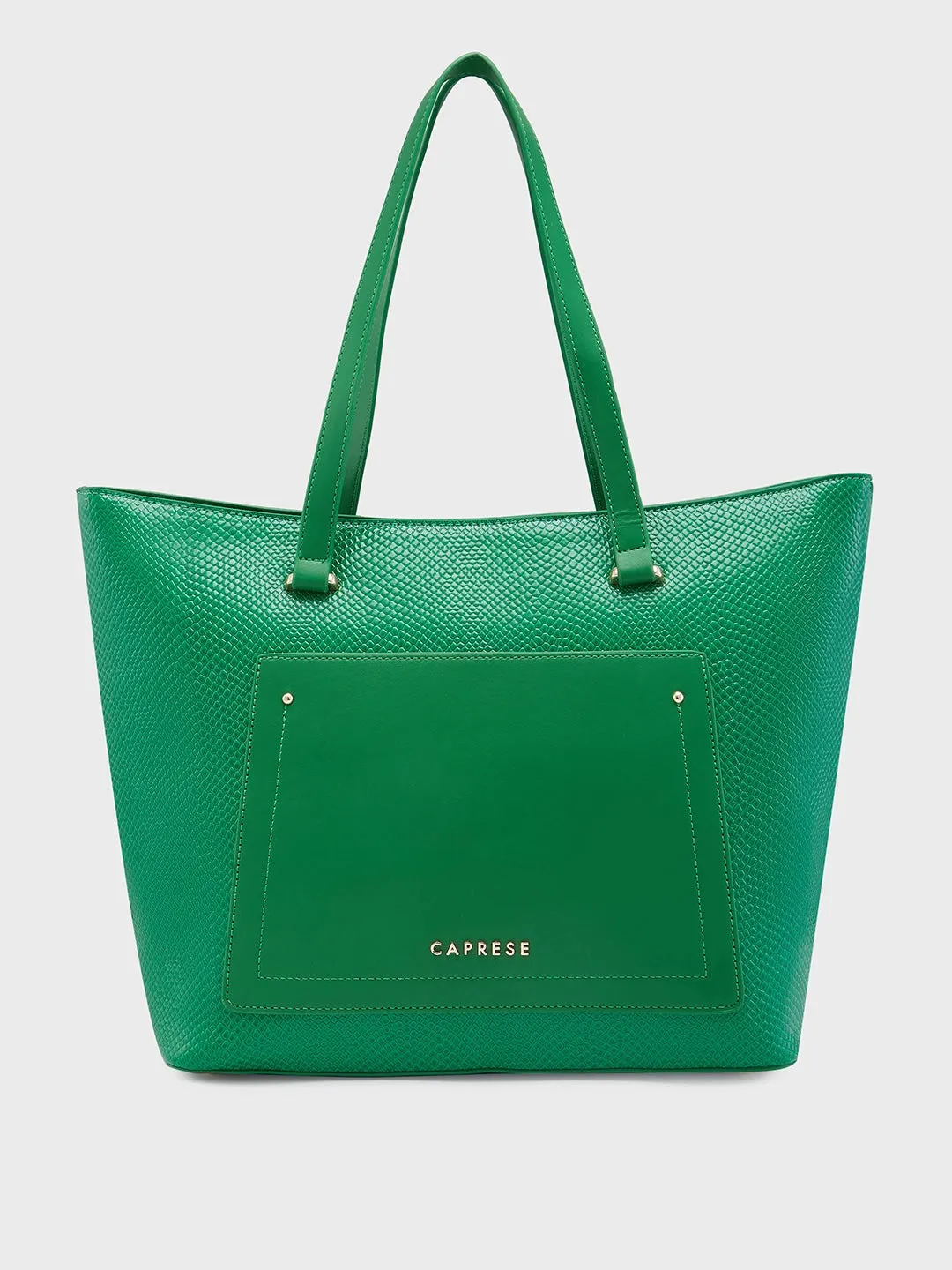 Caprese Roima Tote Large Self Design Women'S Office Handbag Green