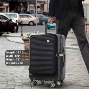 Carry-on Luggage 20 Inch Front Open Luggage Lightweight Suitcase with Carrying Case