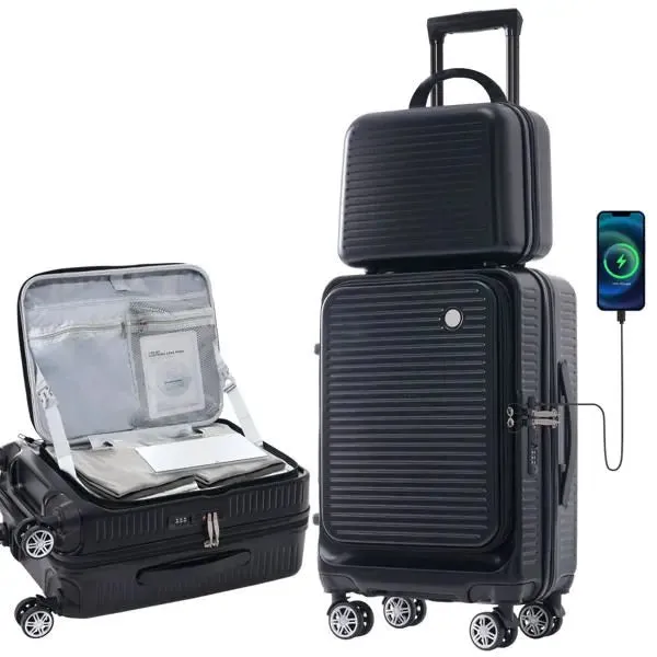 Carry-on Luggage 20 Inch Front Open Luggage Lightweight Suitcase with Carrying Case