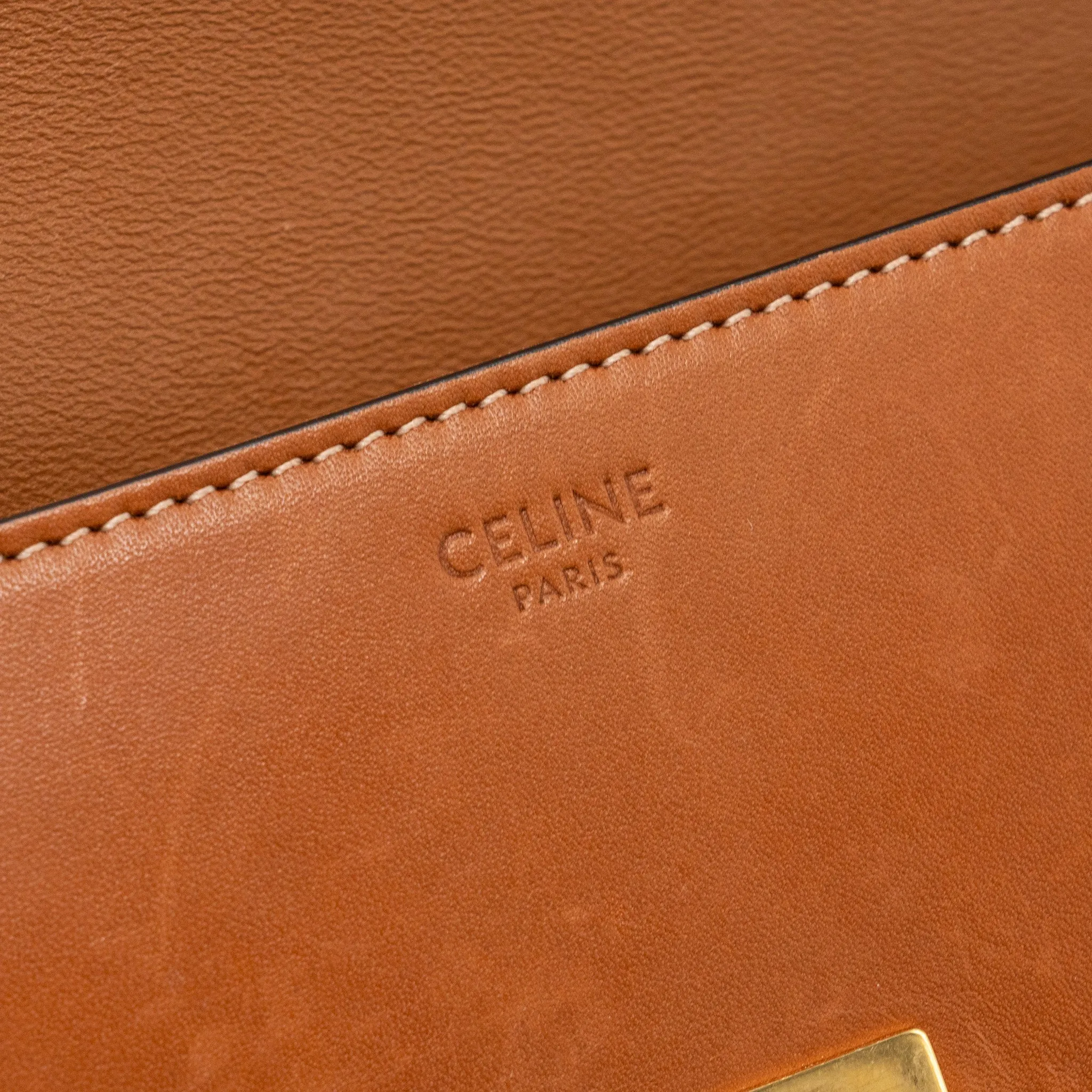 Celine Triomphe Shoulder bag Natural Calfskin Tan