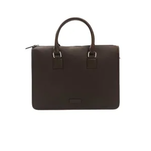 Cerruti 1881 Elegant Brown Leather Briefcase with Strap