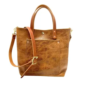 Claremont Crossbody Leather Tote in Light Umber