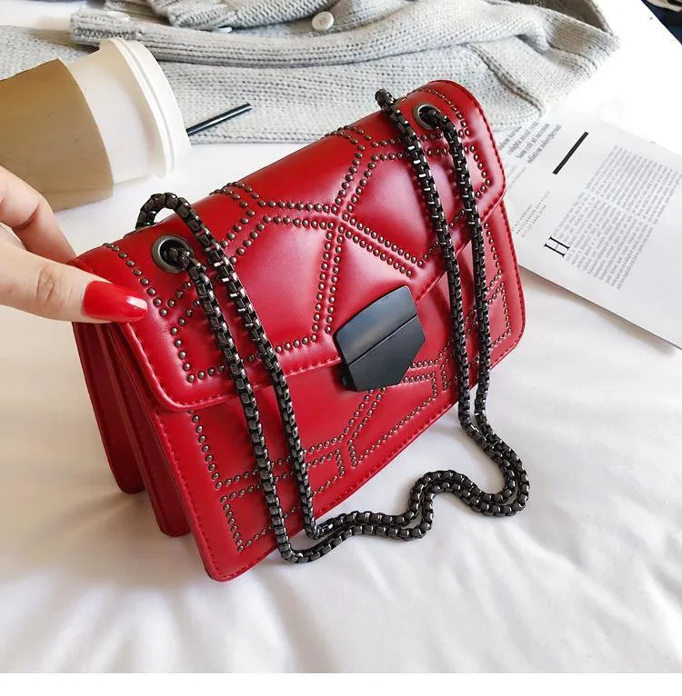 Classic Rivet Chain Crossbody Bag