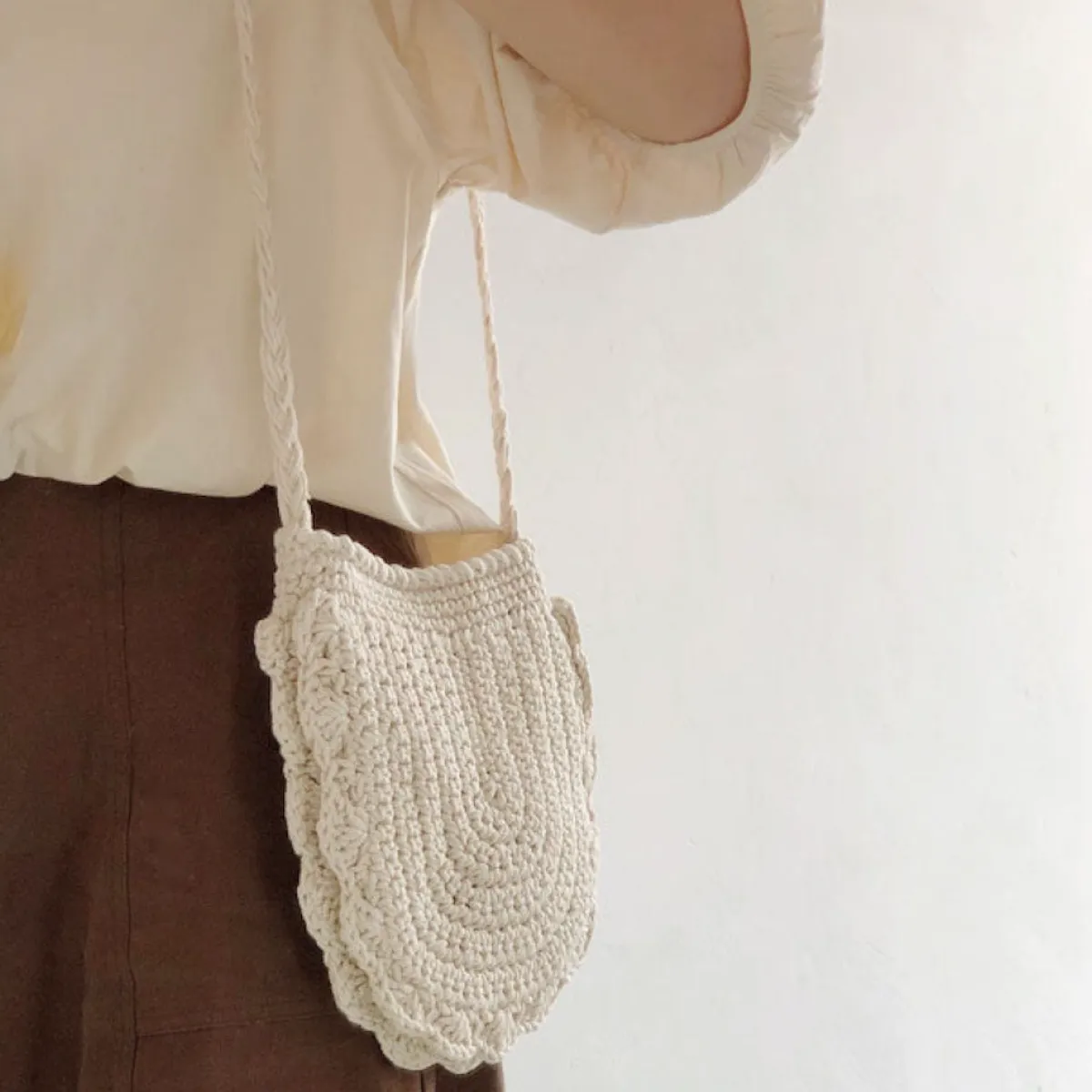 Elena Handbags Mini Cotton Knitted Shoulder Bag