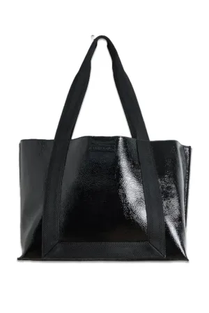 Emma Black Patent Tote Bag