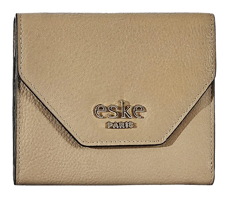 eske Eva - Tri Fold Wallet - Genuine Quilted Leather - Holds Cards, Coins and Bills - 4 Card Slots - Compact Design - Pockets for Everyday Use - Travel Friendly - Water Resistant - for Women