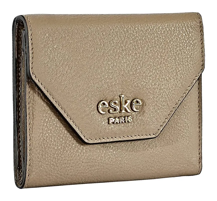 eske Eva - Tri Fold Wallet - Genuine Quilted Leather - Holds Cards, Coins and Bills - 4 Card Slots - Compact Design - Pockets for Everyday Use - Travel Friendly - Water Resistant - for Women