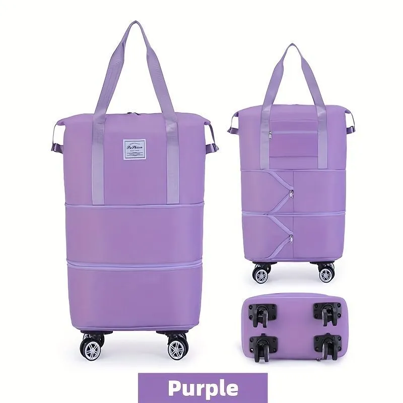 Expandable Rolling Duffle Bag with Wheels, Wet-Dry Separation