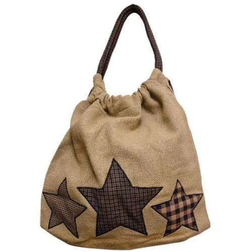 Farmhouse Star Burlap Tote