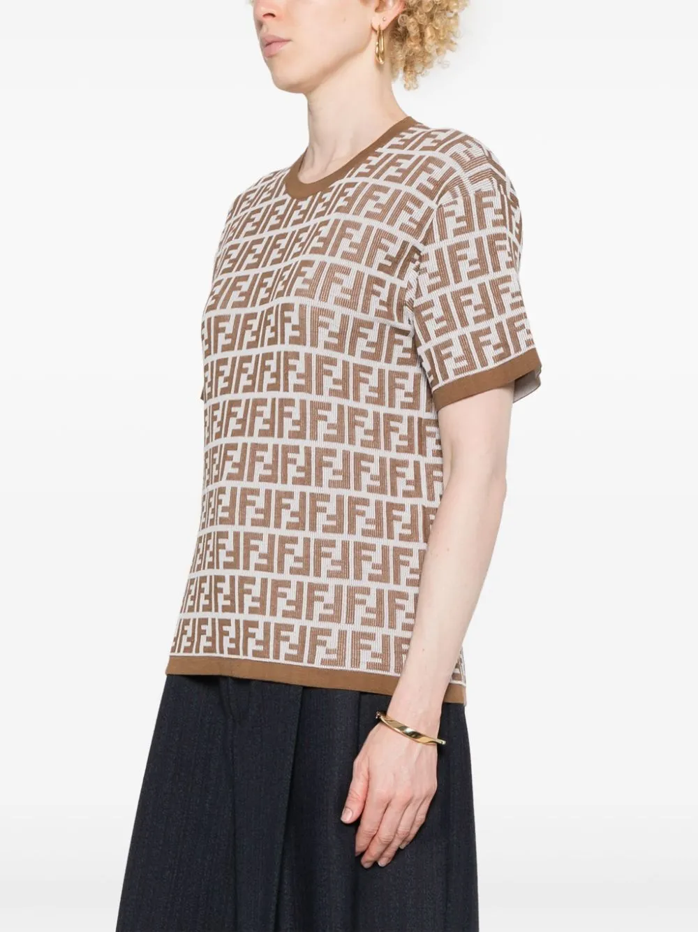 FENDI Bicolor Cotton Long Sleeve T-Shirt for Men - FW24 Collection