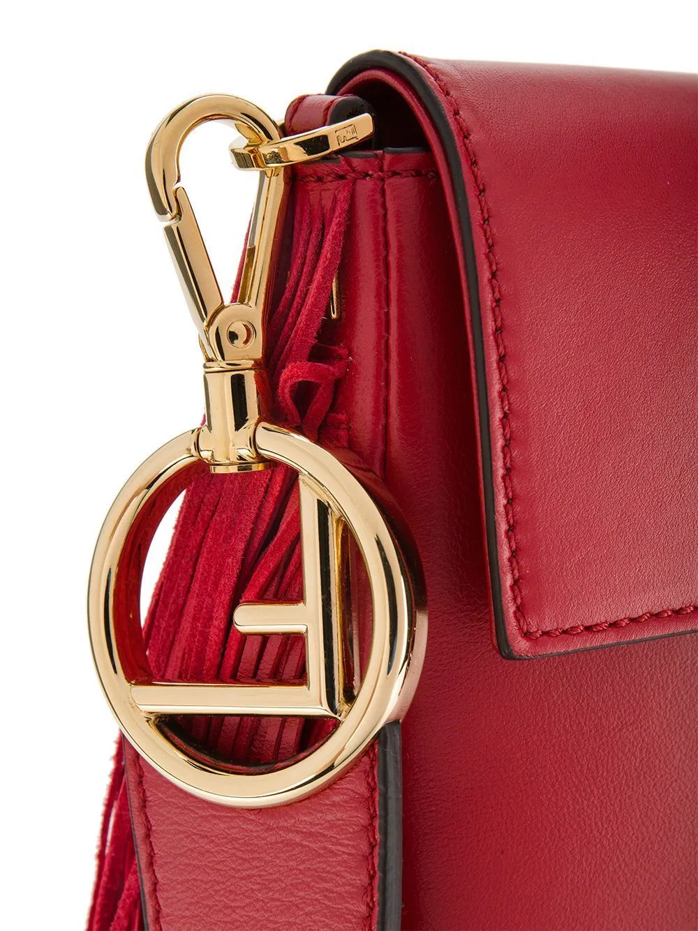 Fringed Baguette Shoulder Bag, Red