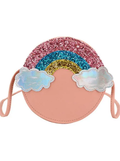 Girls Glitters and Rainbows Round Crossbody Handbag