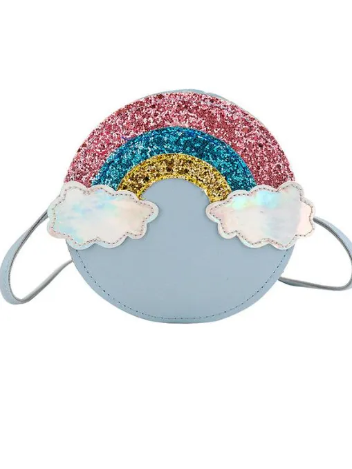 Girls Glitters and Rainbows Round Crossbody Handbag