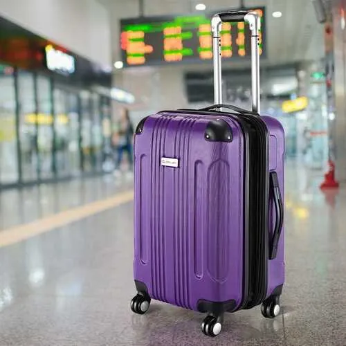 GLOBALWAY Expandable 20" ABS Carry On Luggage Travel Bag Trolley Suitcase-Purple