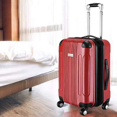 GLOBALWAY Expandable 20" ABS Carry On Luggage Travel Bag Trolley Suitcase-Red