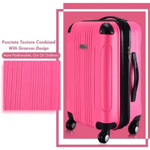 GLOBALWAY Expandable 20" ABS Carry On Luggage Travel Bag Trolley Suitcase-rose