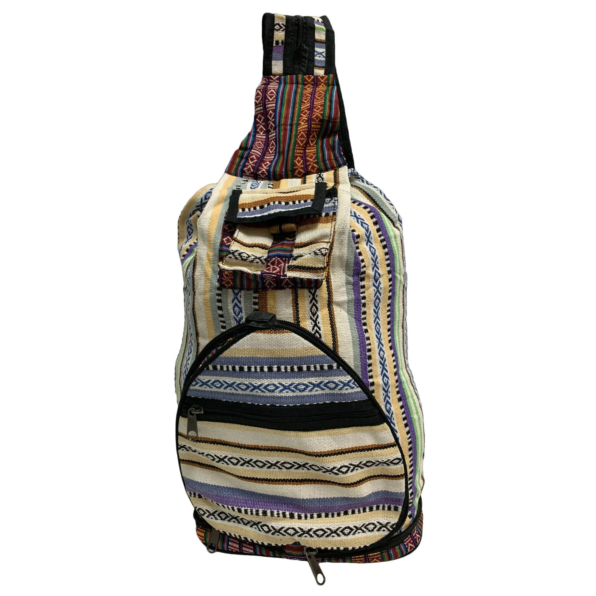 Handmade Ethnic Durable Collapsable Compact Hemp Cotton Multipurpose Backpack boho Bag Purse