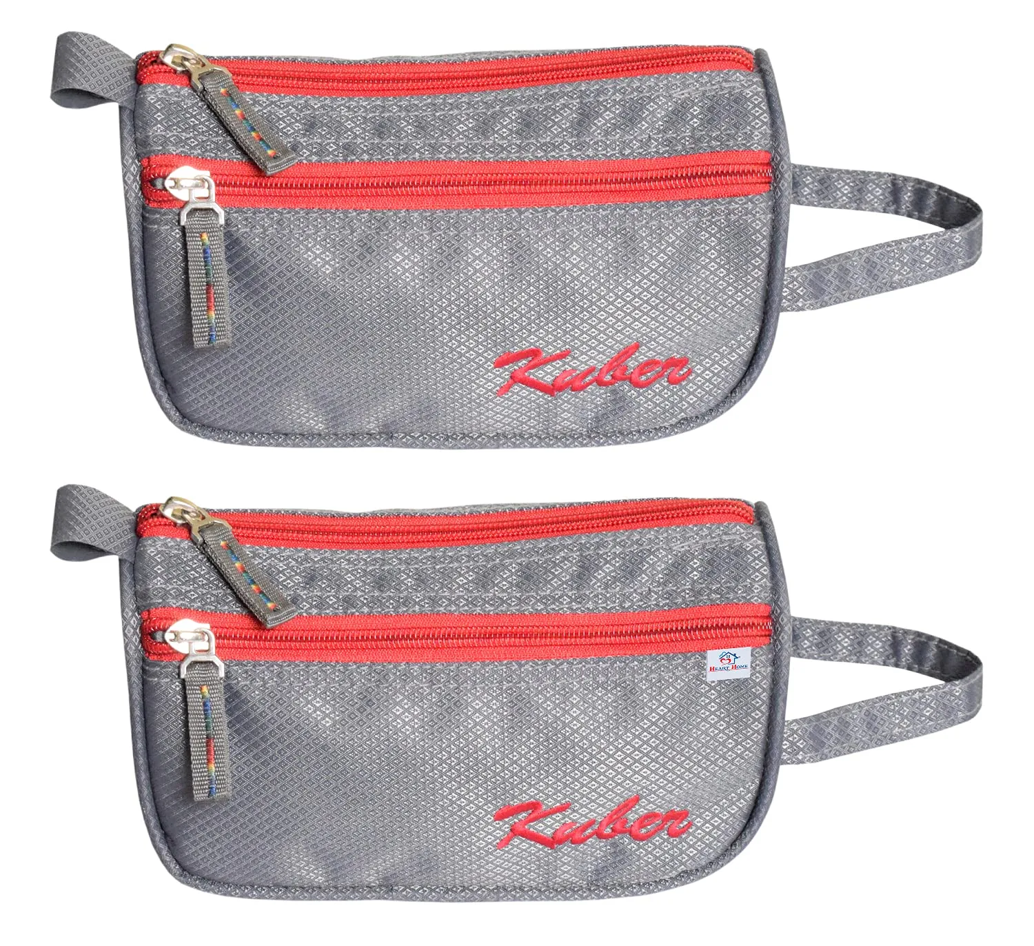 Heart Home Travel Toiletry Bag Shaving Dopp Kit, Pack of 2 (Grey)