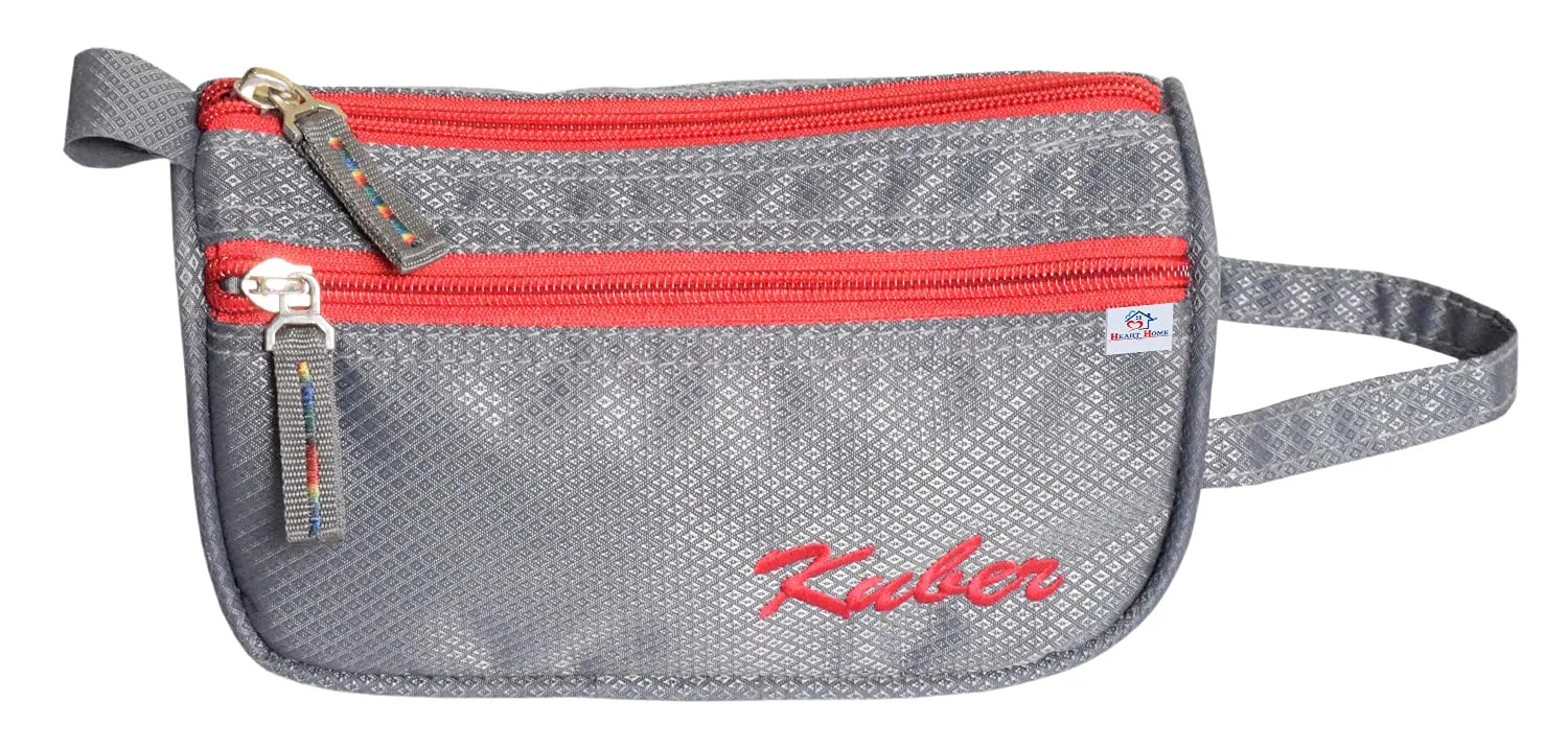 Heart Home Travel Toiletry Bag Shaving Dopp Kit, Pack of 2 (Grey)