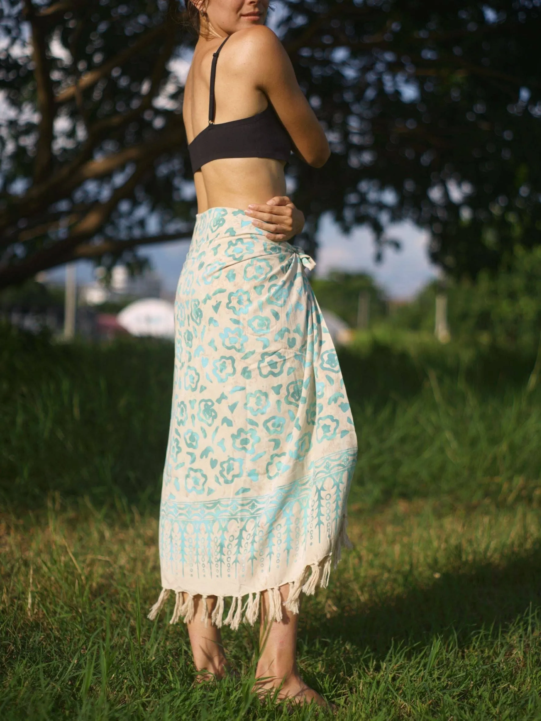 Ivory Batik Sarong - SUMMER BLOOM