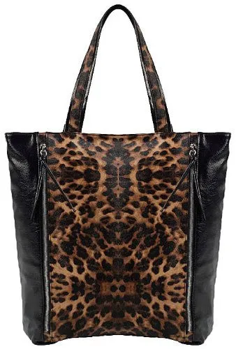 Julianne Faux Leather Leopard Print Tote Bag